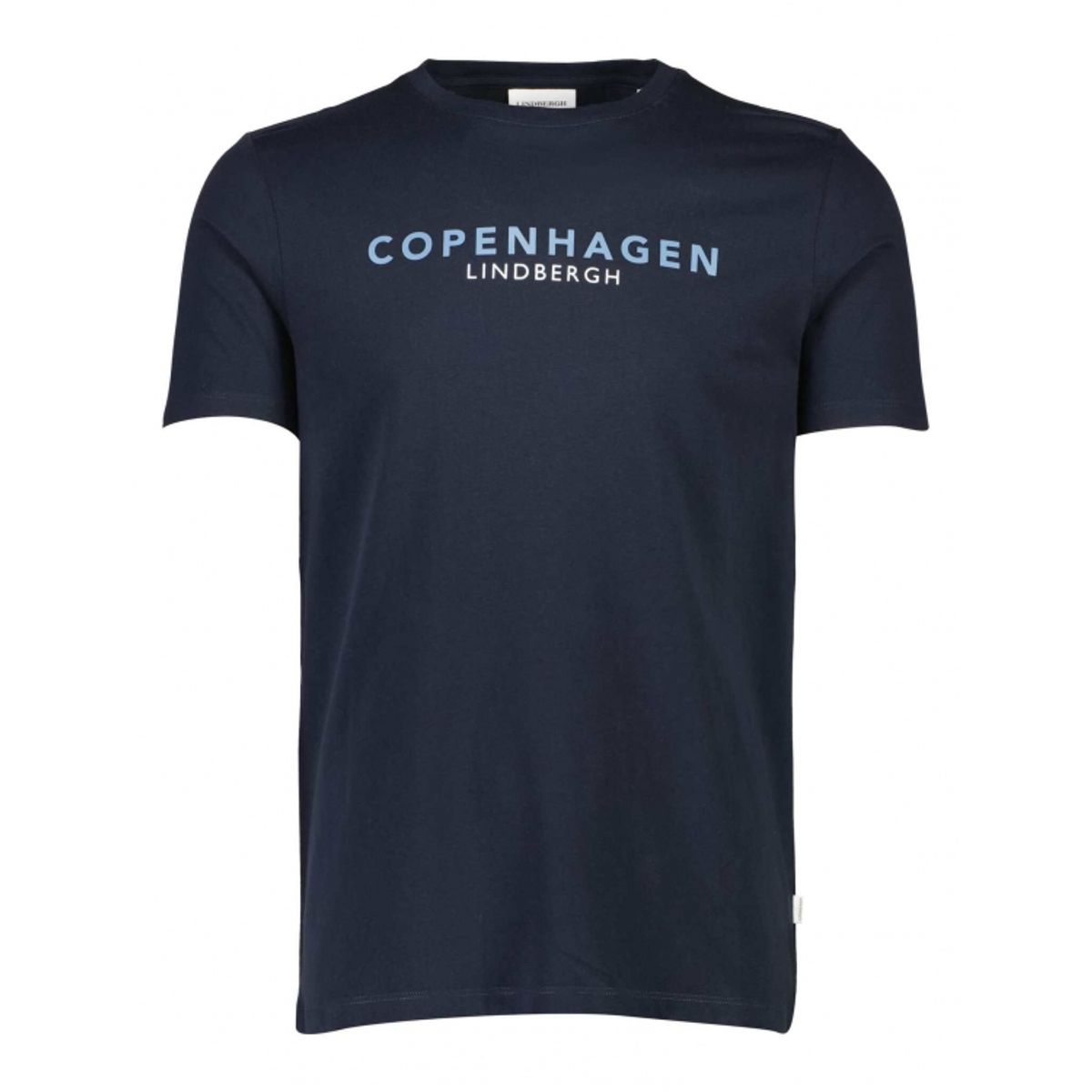 Lindbergh O-Neck T-shirt i navy m. logo til herre