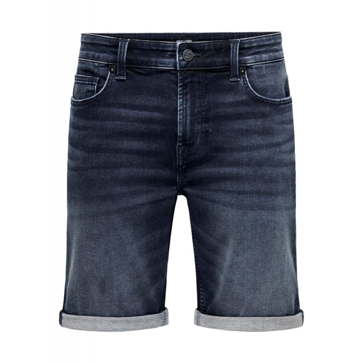 ONLY & SONS denimshorts i mørkeblå til herre