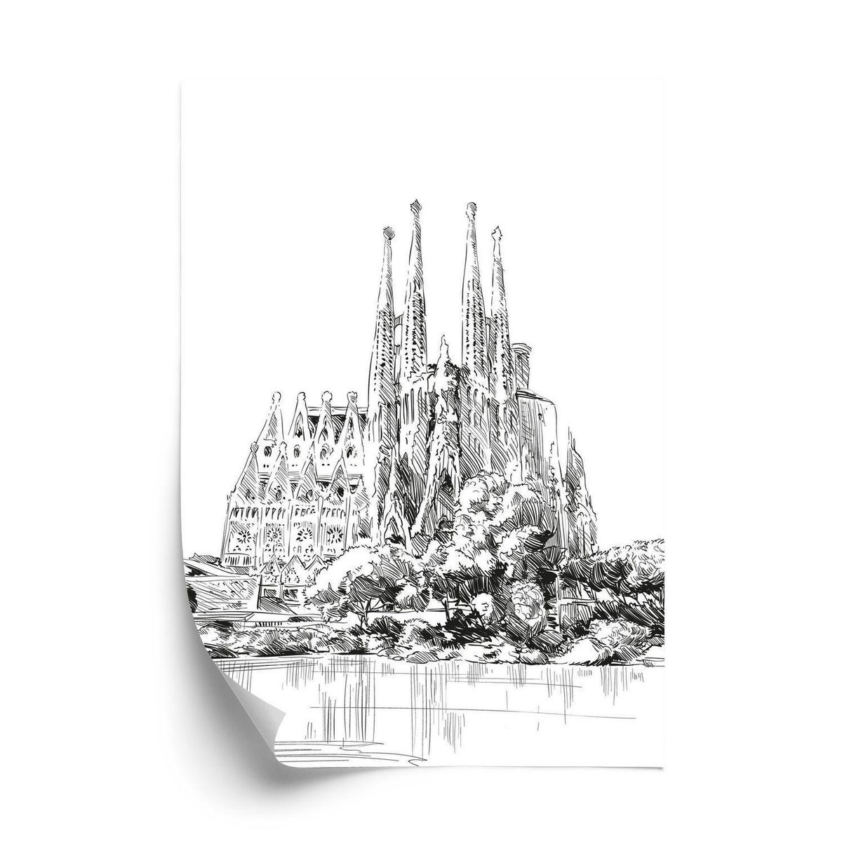 Plakat - Basilica sagrada familia skitse