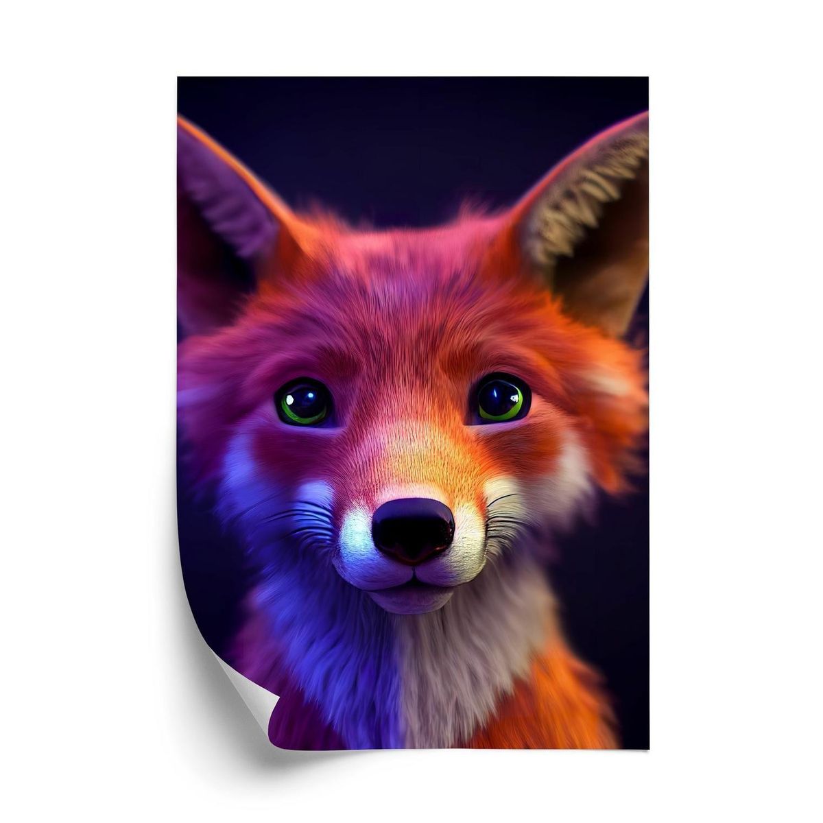 Plakat - Animated of a cute fox cartoon