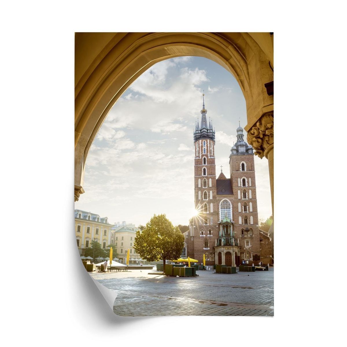 Plakat - Udsigt fra tøjsalen til st. marys church i krakow