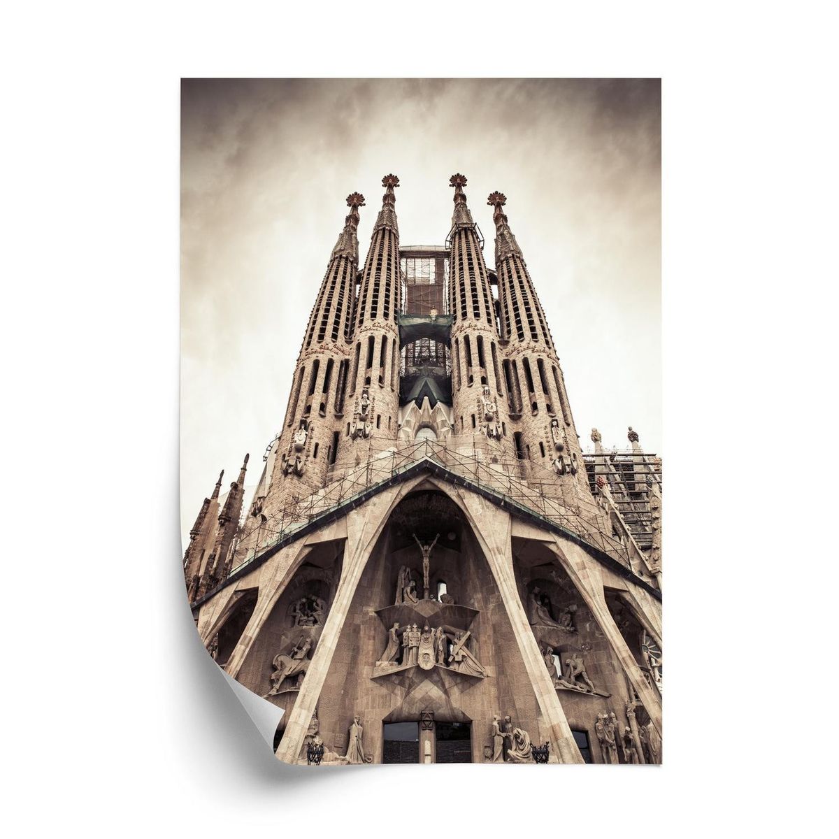 Plakat - Sagrada familia kirke i vintage stil