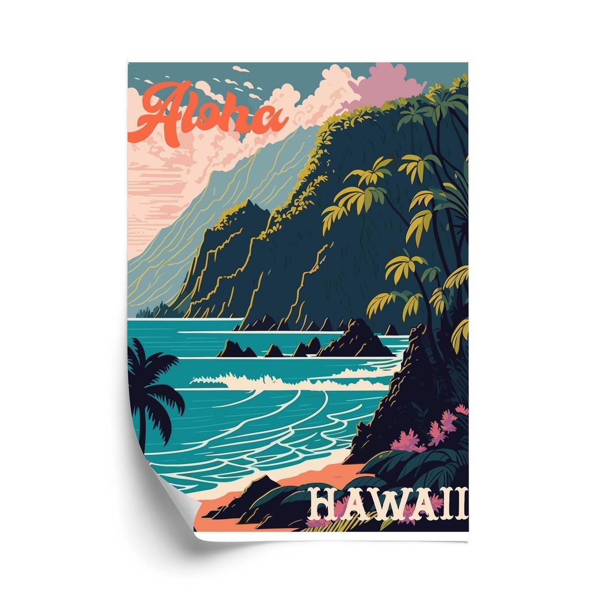 Plakat - Hawaii retro landskab