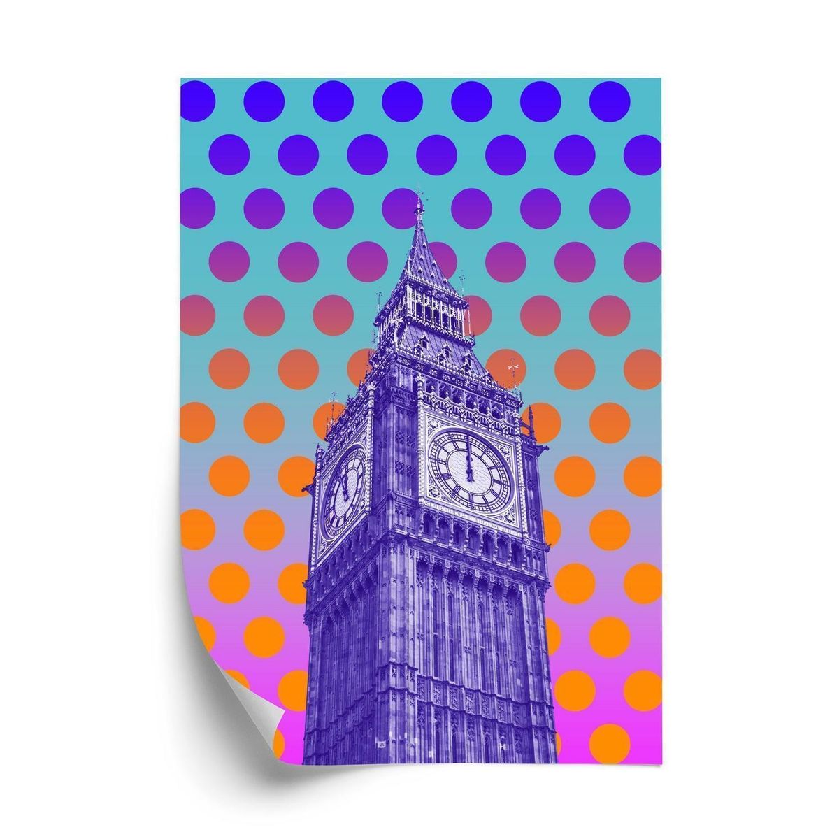 Plakat - Big ben i pop art stil på en farverig baggrund