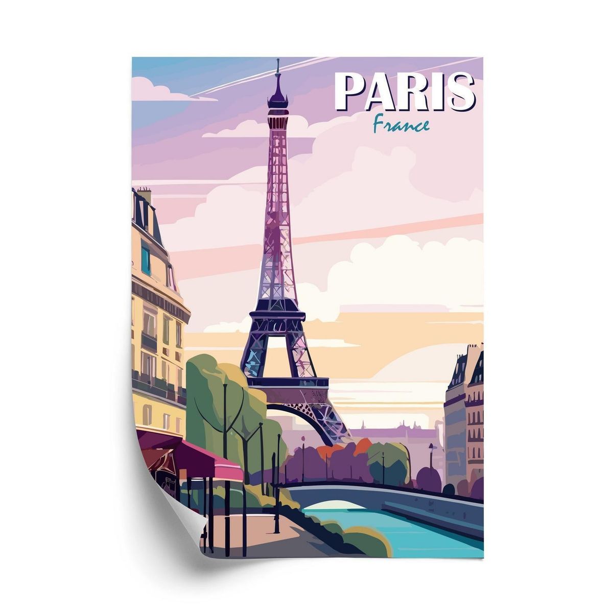 Plakat - Paris eiffeltårnet ved seinen