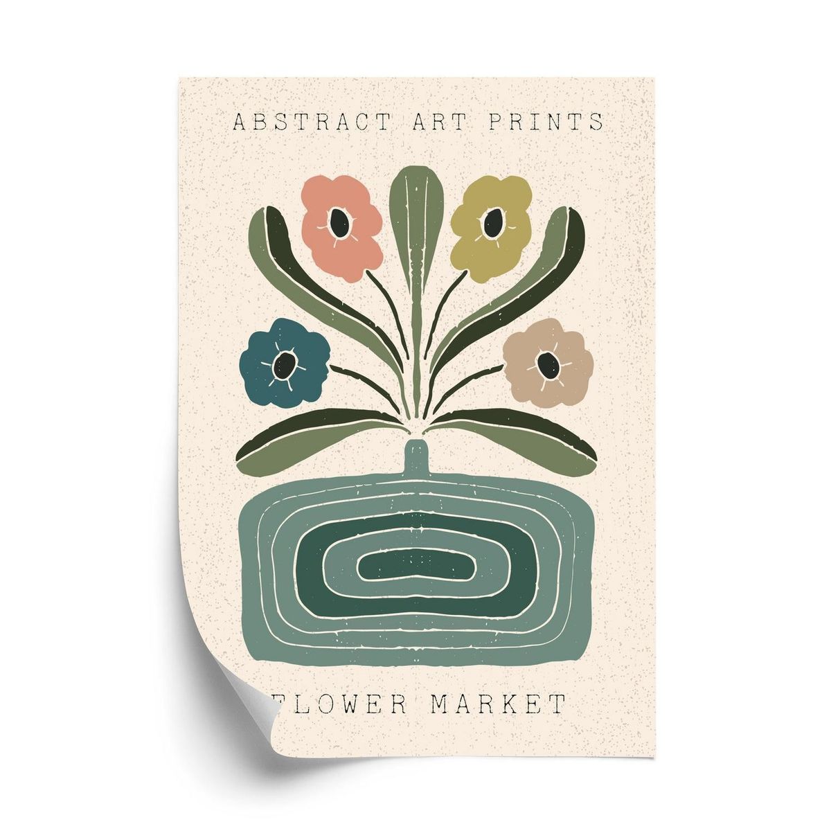 Plakat - Moderne illustration med en vase med blomster