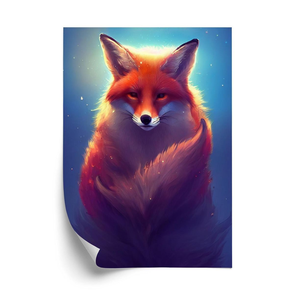 Plakat - Colorful vibrant fox portrait. digital art.