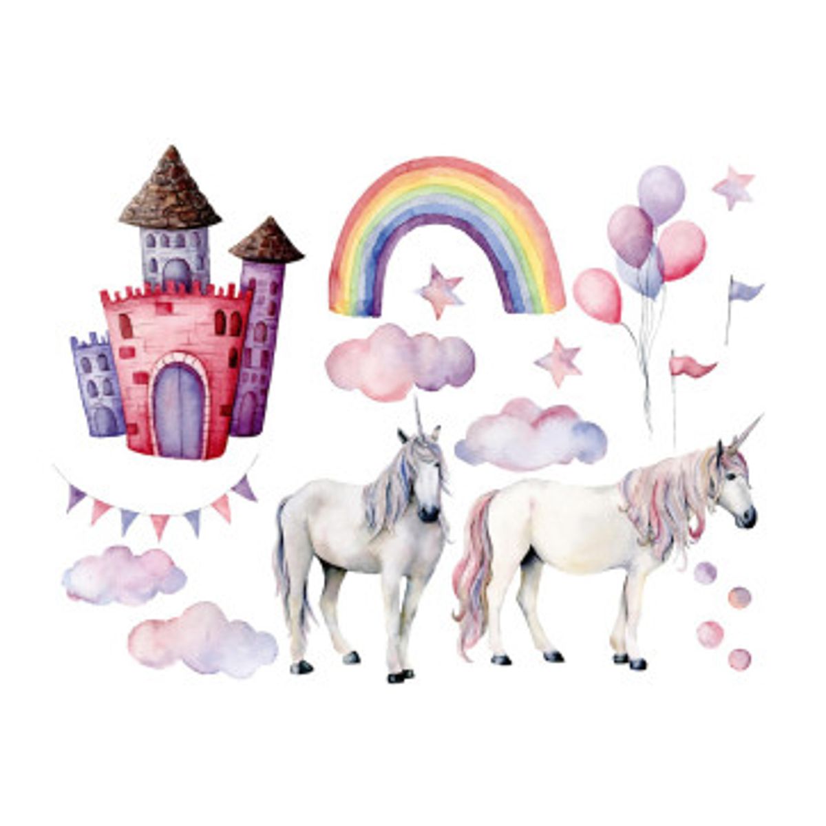 Fototapet - Unicorns And Rainbow