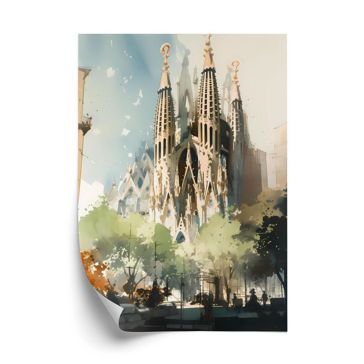 Plakat - Abstrakt illustration af sagrada familia-Kirken