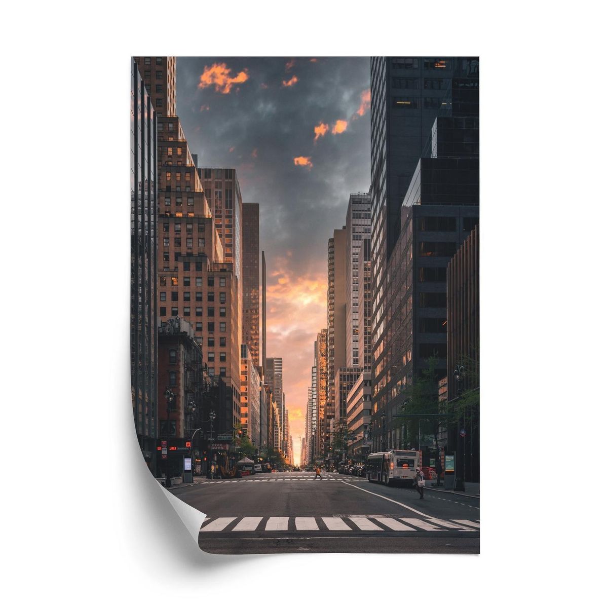 Plakat - New york street ved solopgang