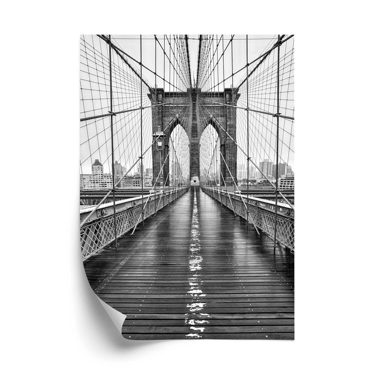 Plakat - Brooklyn bridge i sort og hvid