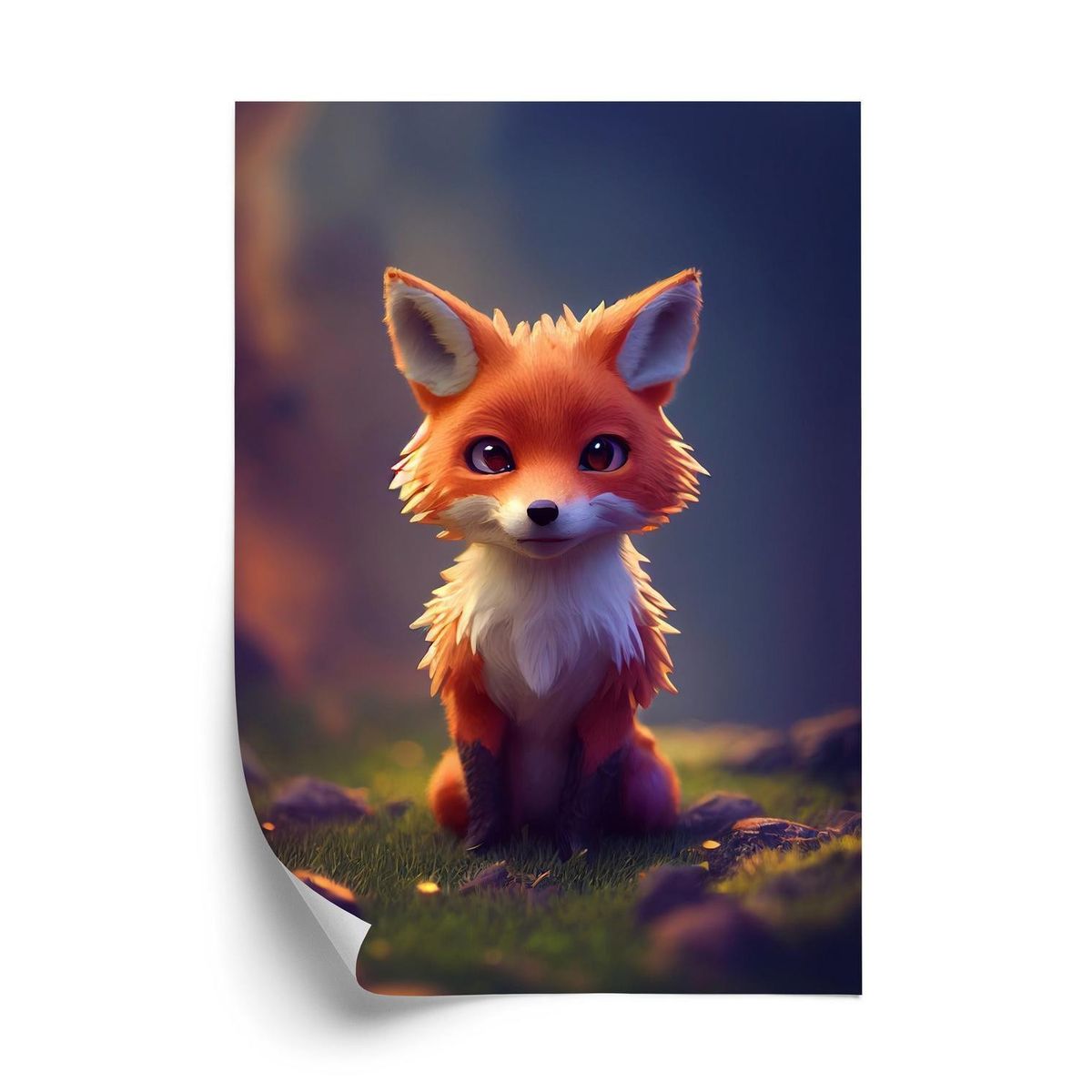 Plakat - Portrait of a cute baby fox