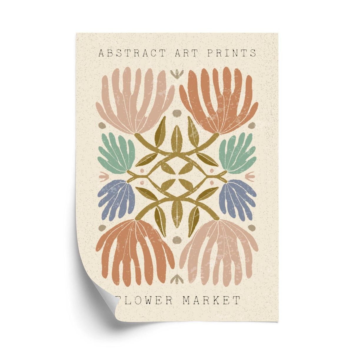 Plakat - Minimalistiske farverige boho blomster