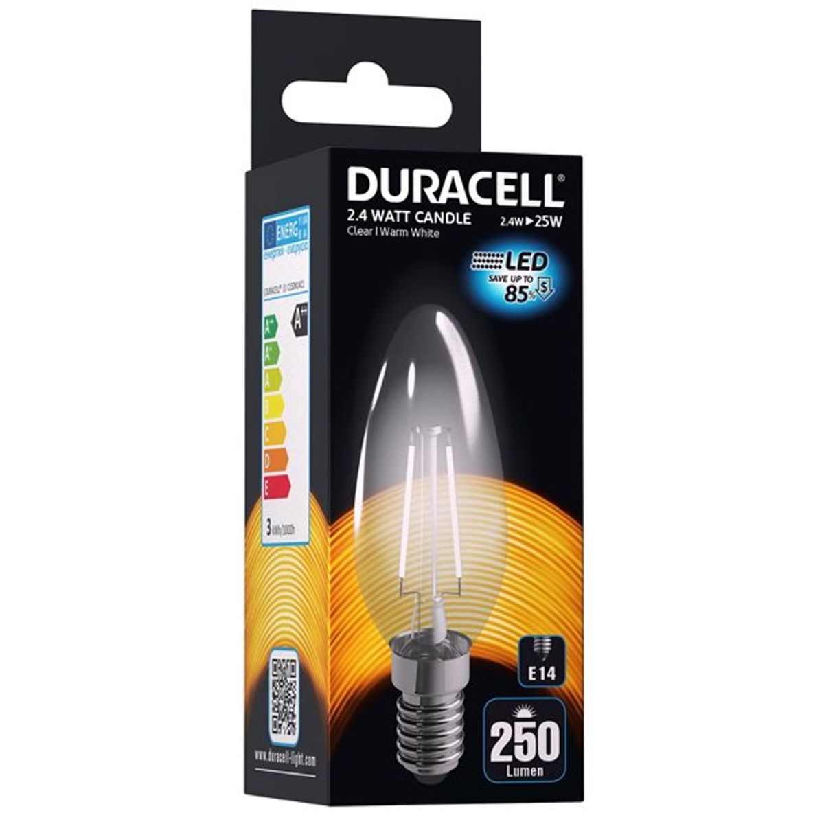 Duracell ® LED-filament kertepære E14 250 lumen - Indendørsbelysning > Pærer - DURACELL - Spotshop