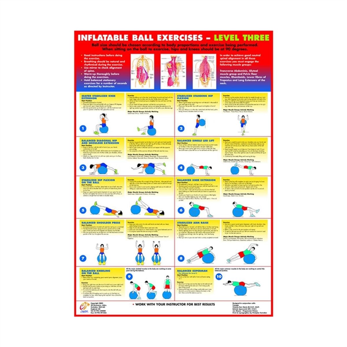 Inflatable ball exercises 3, plakat med øvelser