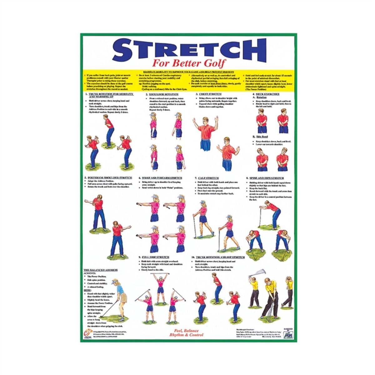 Stretch for better golf, plakat med øvelser