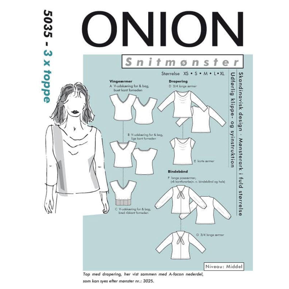 3 x toppe, str. XS-XL - Onion 5035