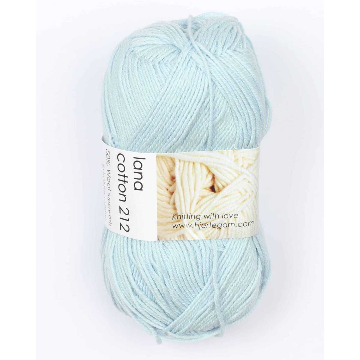 Lana Cotton 212 fra Hjertegarn i mange farver - 5105 baby lyseblå - 50% Bomuld, 50% Merinould