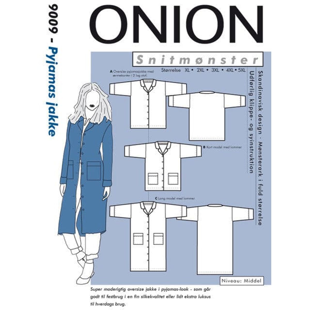 Pyjamas jakke, str. XL-5XL - Onion 9009