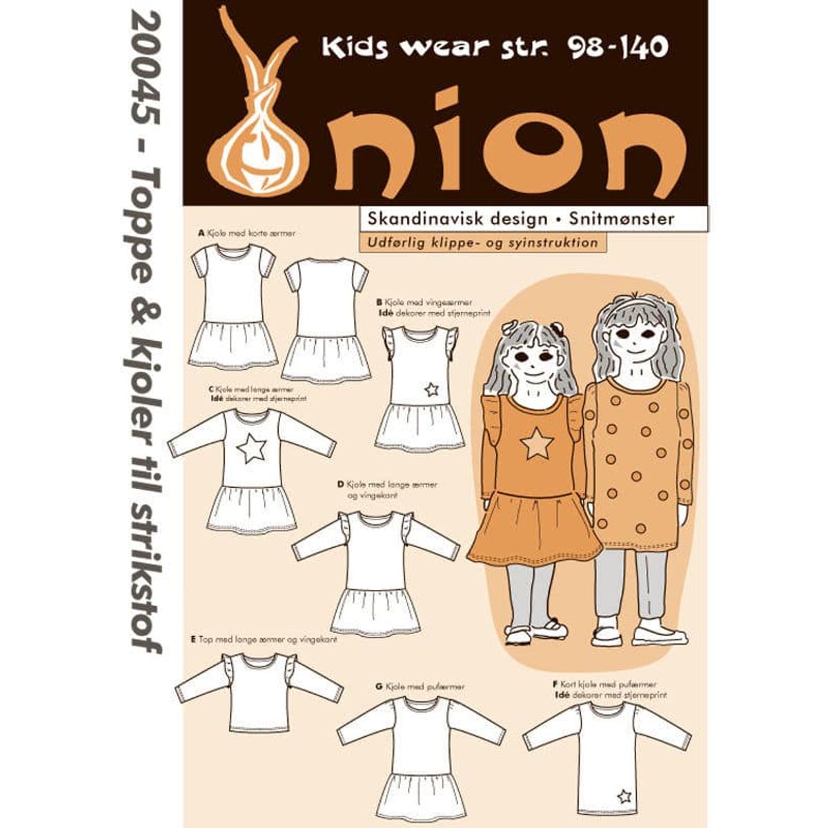 Toppe & kjoler til strikstof, str. 98-140 - Onion kids wear 20045