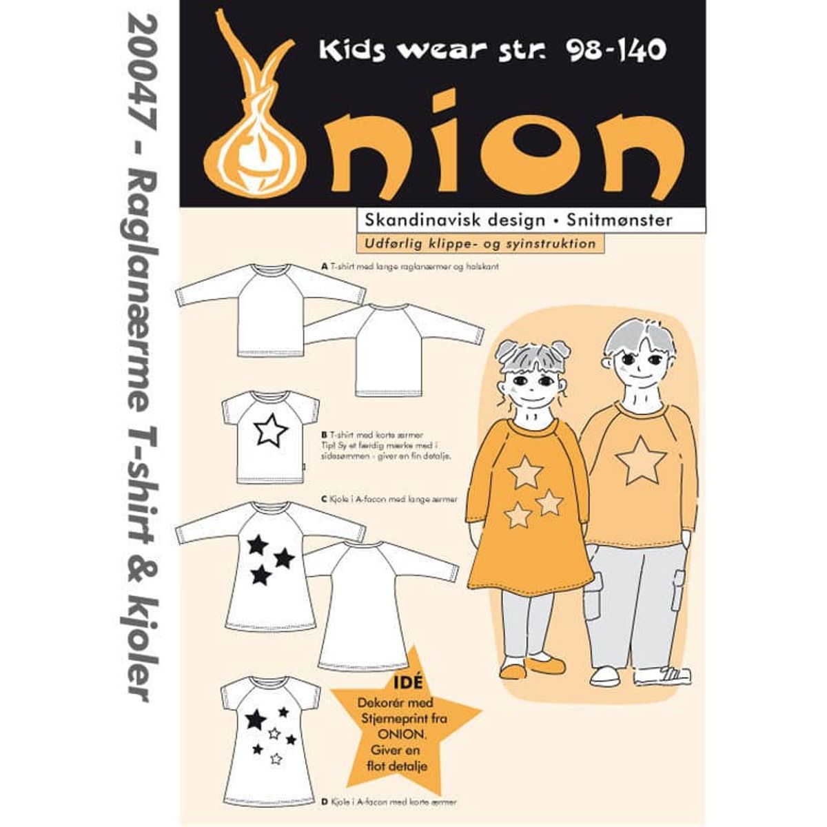 Raglanærme t-shirt & kjoler, str. 98-140 - Onion kids wear 20047