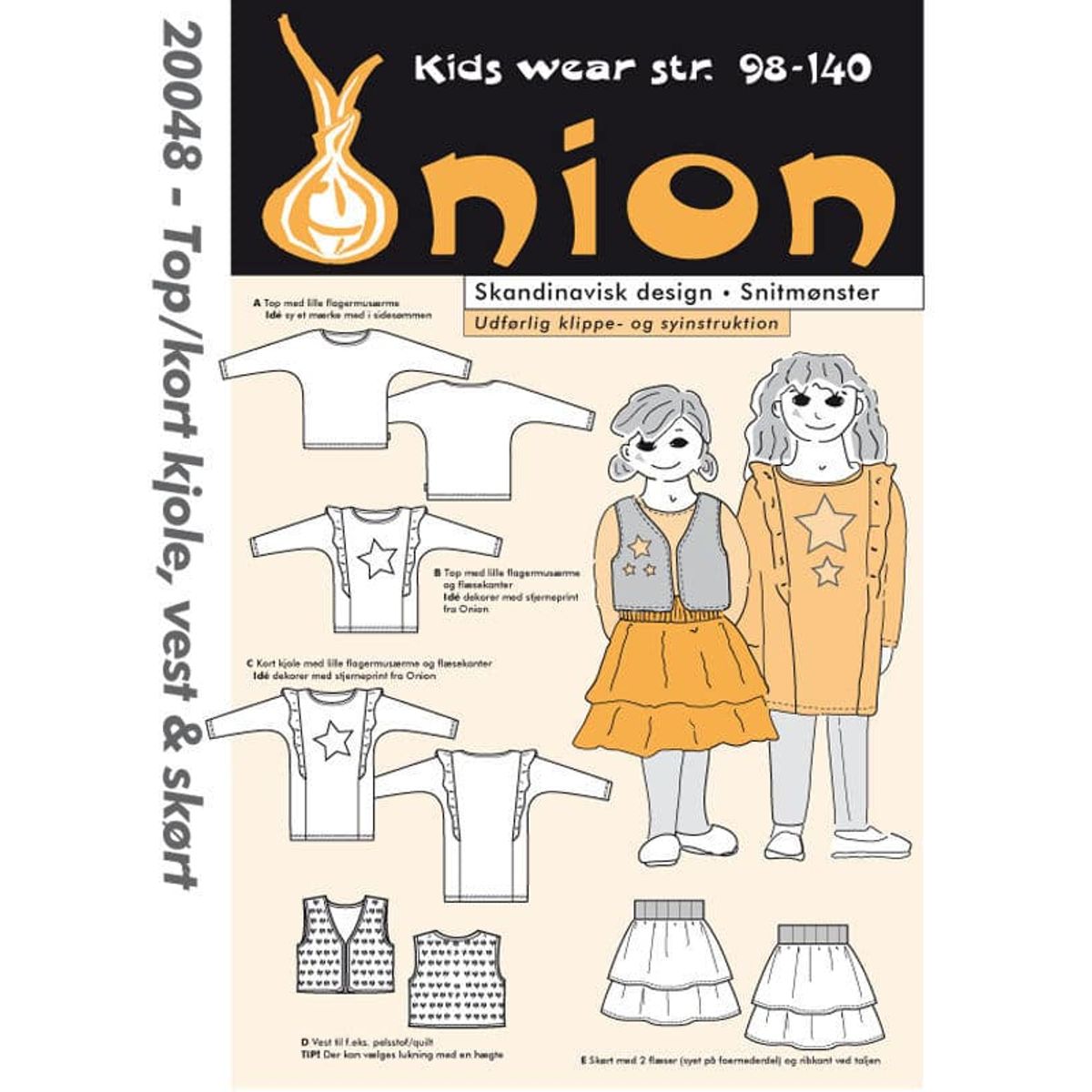 Top/kort kjole, vest & skørt, str. 98-140 - Onion kids wear 20048