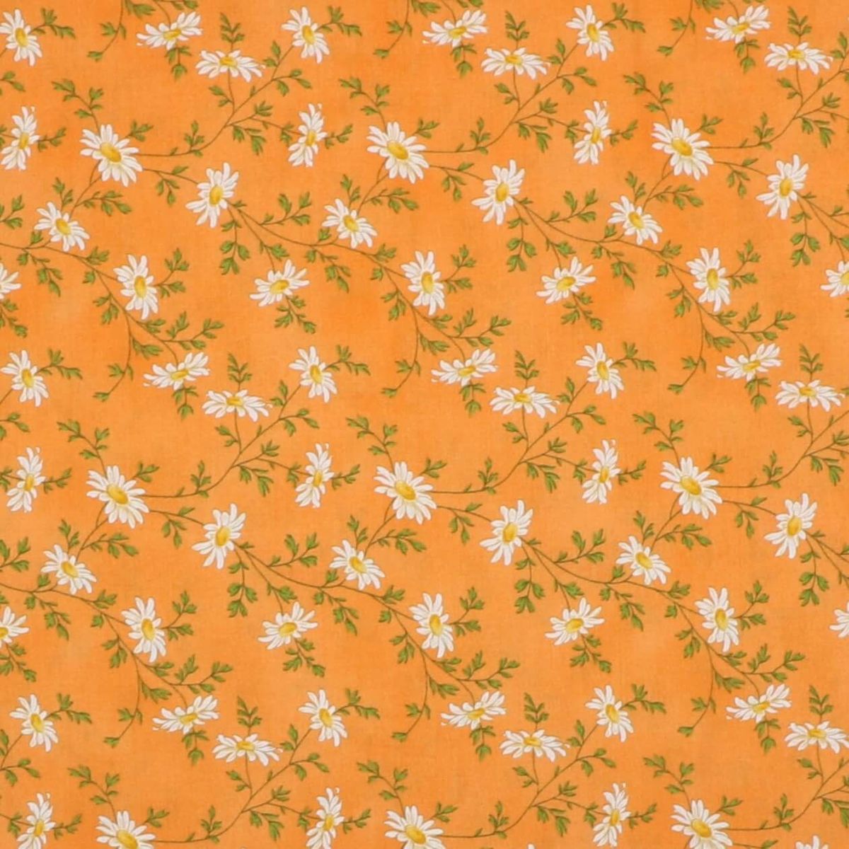 Hvid blomst på orange - Patchwork - 100% Bomuld