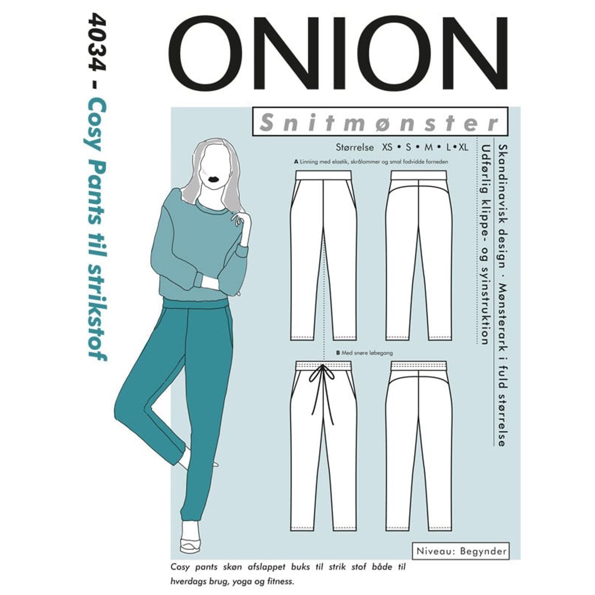 Cosy Pants til strikstof str. XS-XL Onion 4034