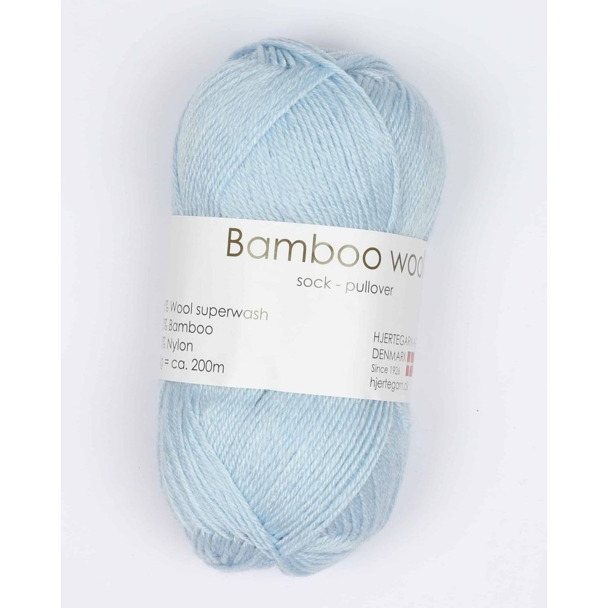 Bamboo Wool fra Hjertegarn i mange farver - 5105 lyseblå - 15% Nylon, 30% Bambus, 55% Uld