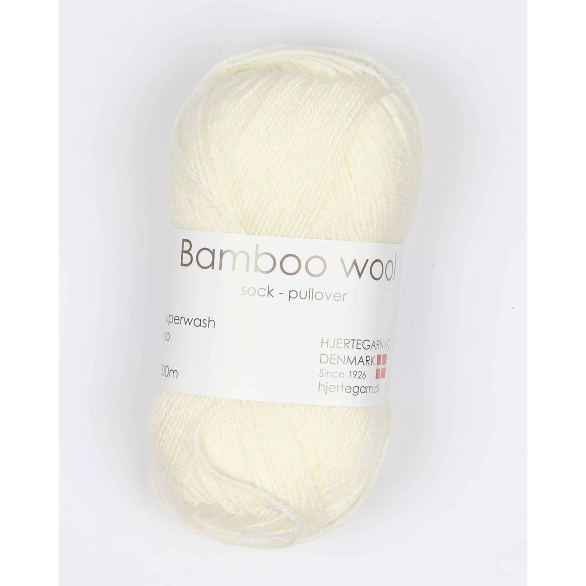 Bamboo Wool fra Hjertegarn i mange farver - 0100 offwhite - 15% Nylon, 30% Bambus, 55% Uld