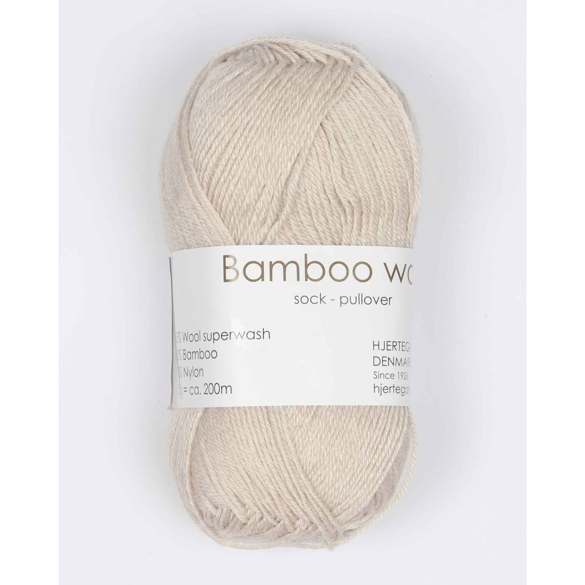 Bamboo Wool fra Hjertegarn i mange farver - 2122 lys beige - 15% Nylon, 30% Bambus, 55% Uld