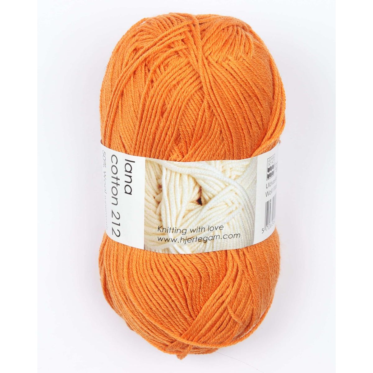 Lana Cotton 212 fra Hjertegarn i mange farver - 1346 varm orange - 50% Bomuld, 50% Merinould