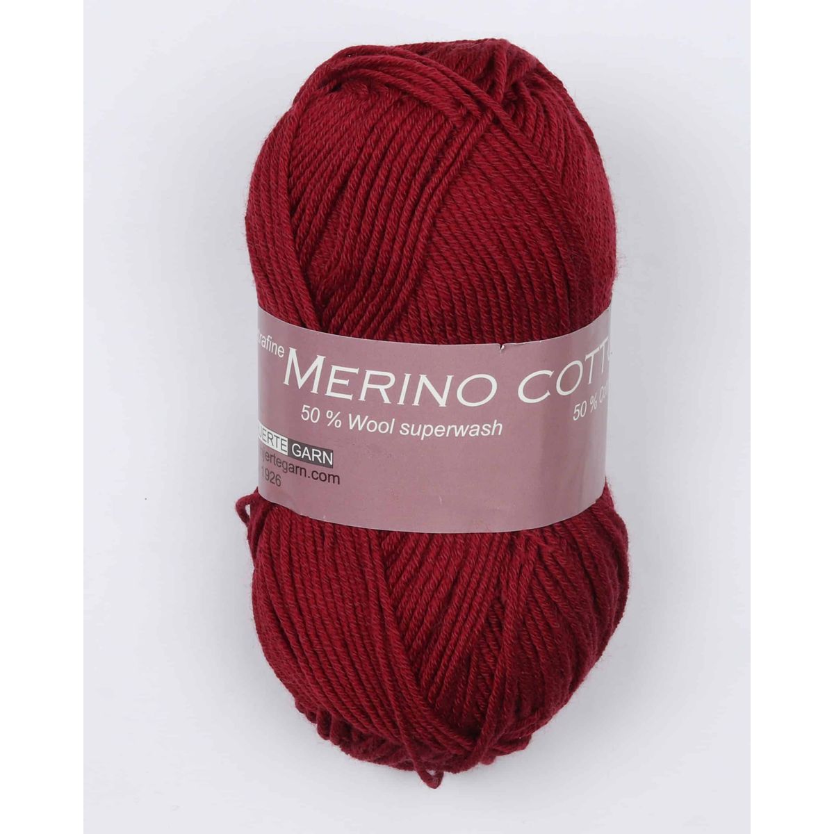 Merino cotton fra Hjertegarn i mange farver - 1726 vinrød - 50% Bomuld, 50% Uld