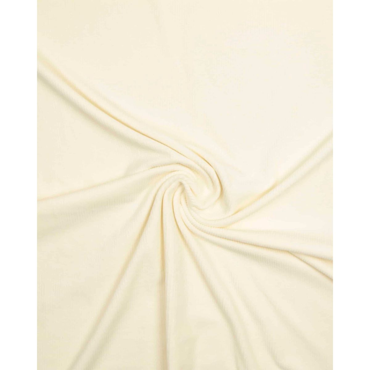 Lys creme - Smalriflet strækvelour - 22% Polyester, 73% Bomuld, 5% Elastan