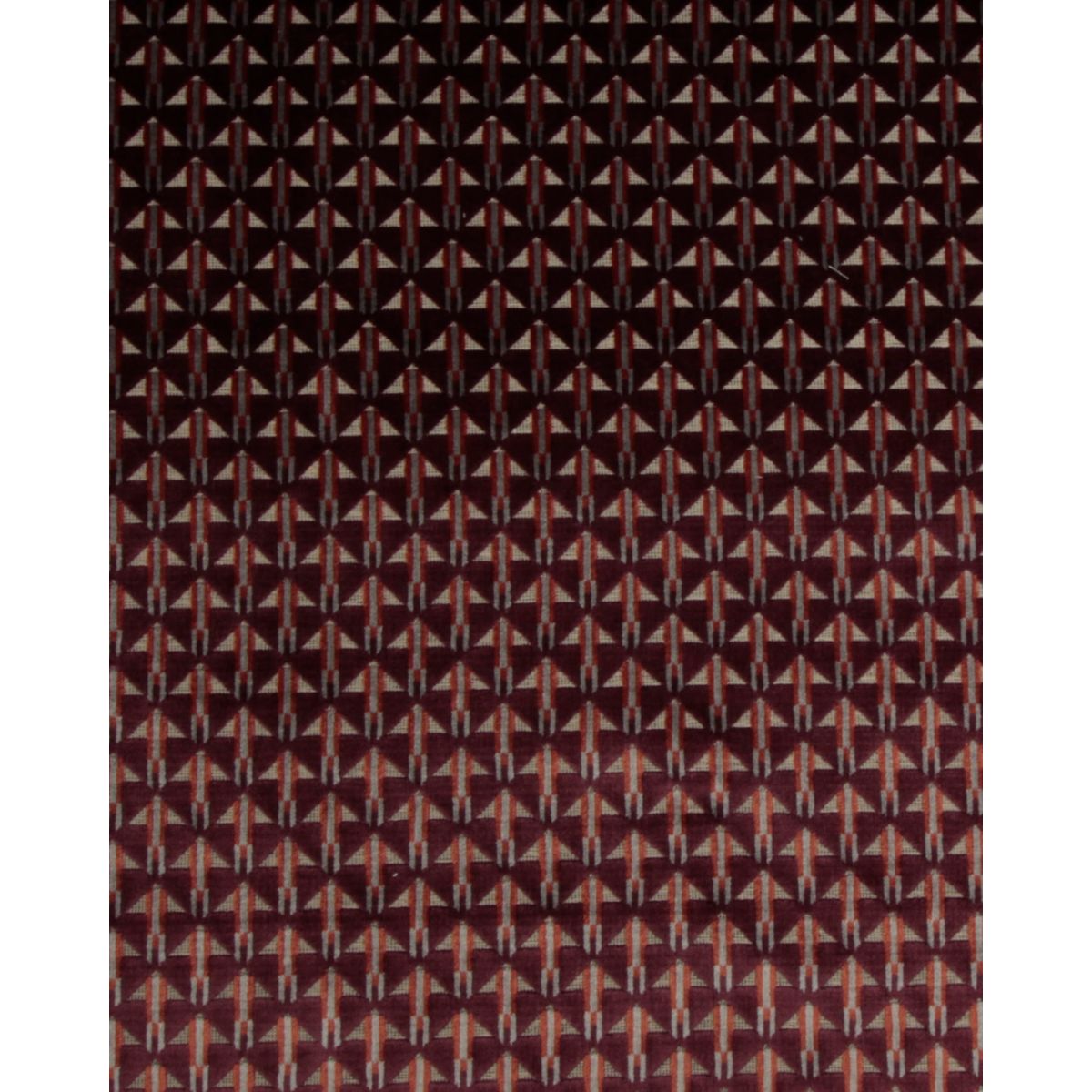 Bordeaux/rust/grå mønster - Møbelstof - 48% Polyester, 52% Viskose