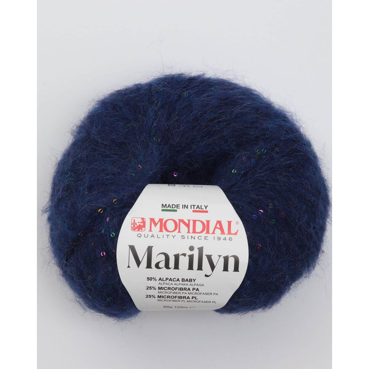 Marilyn fra Mondial (med små palietter) - 918 Blå - 50% Alpaka, 50% Microfibre