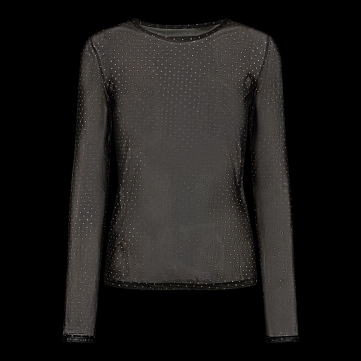 Liberté - Mesh Ls Sparkle T-Shirt - Black Gold Dot