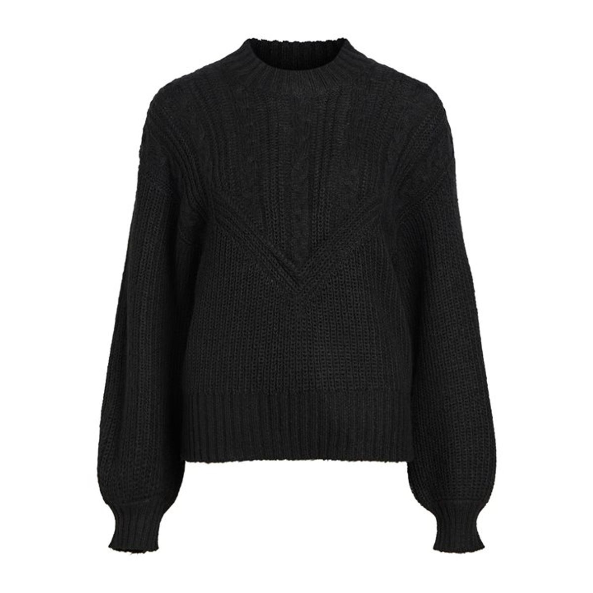 Object - Nova Stella Cable Knit Pullover - Sort