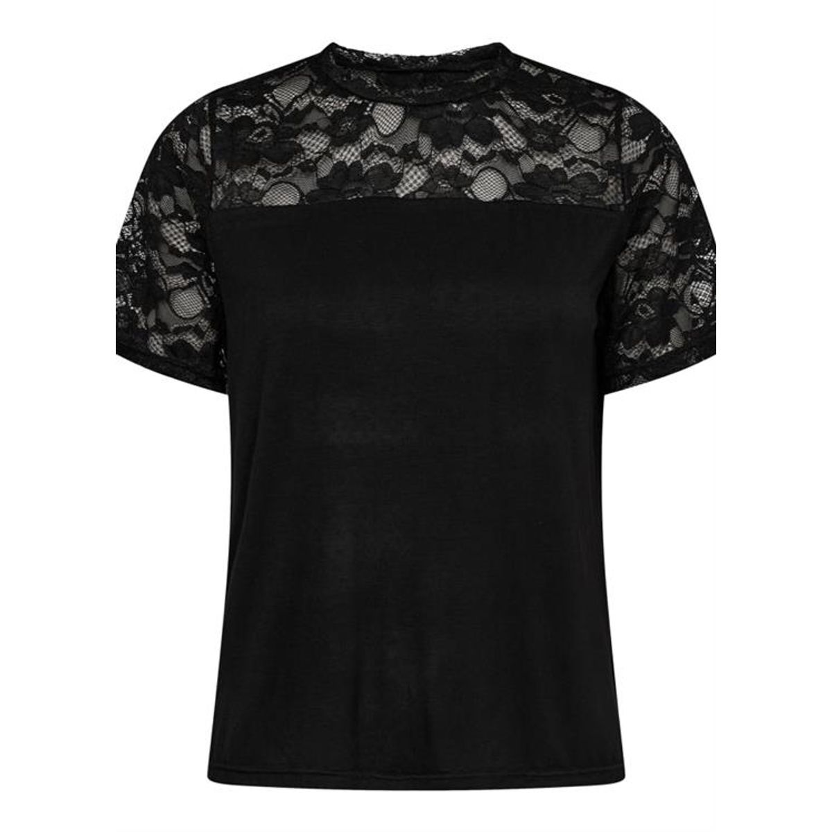 Liberté - Isa SS Lace Sleeve T-Shirt - Sort