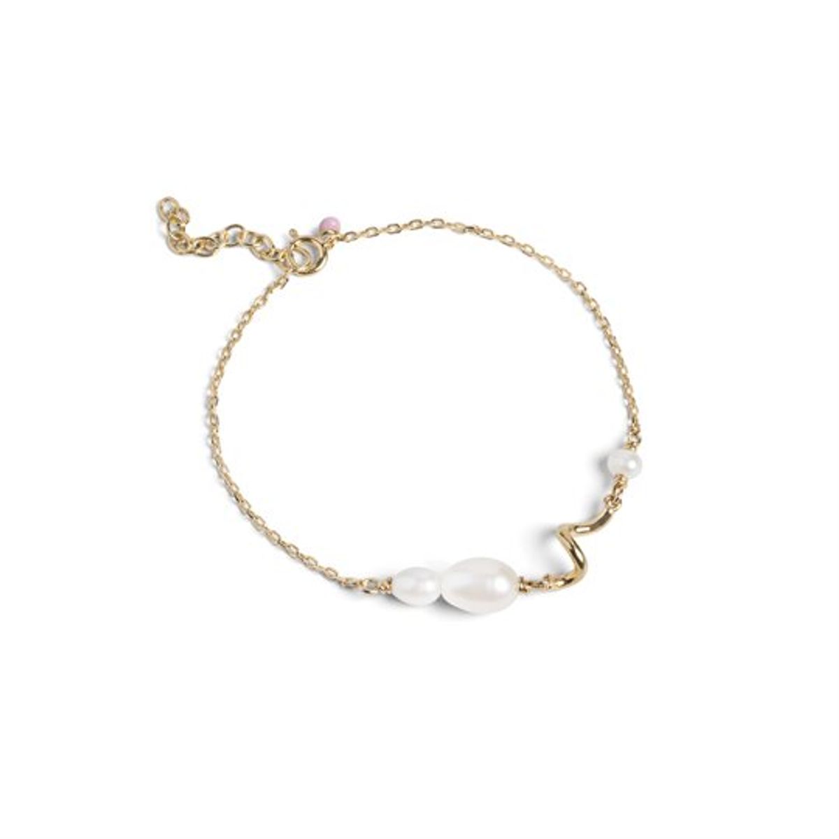 Enamel - Pearlie Twist Pearl Bracelet - Guld