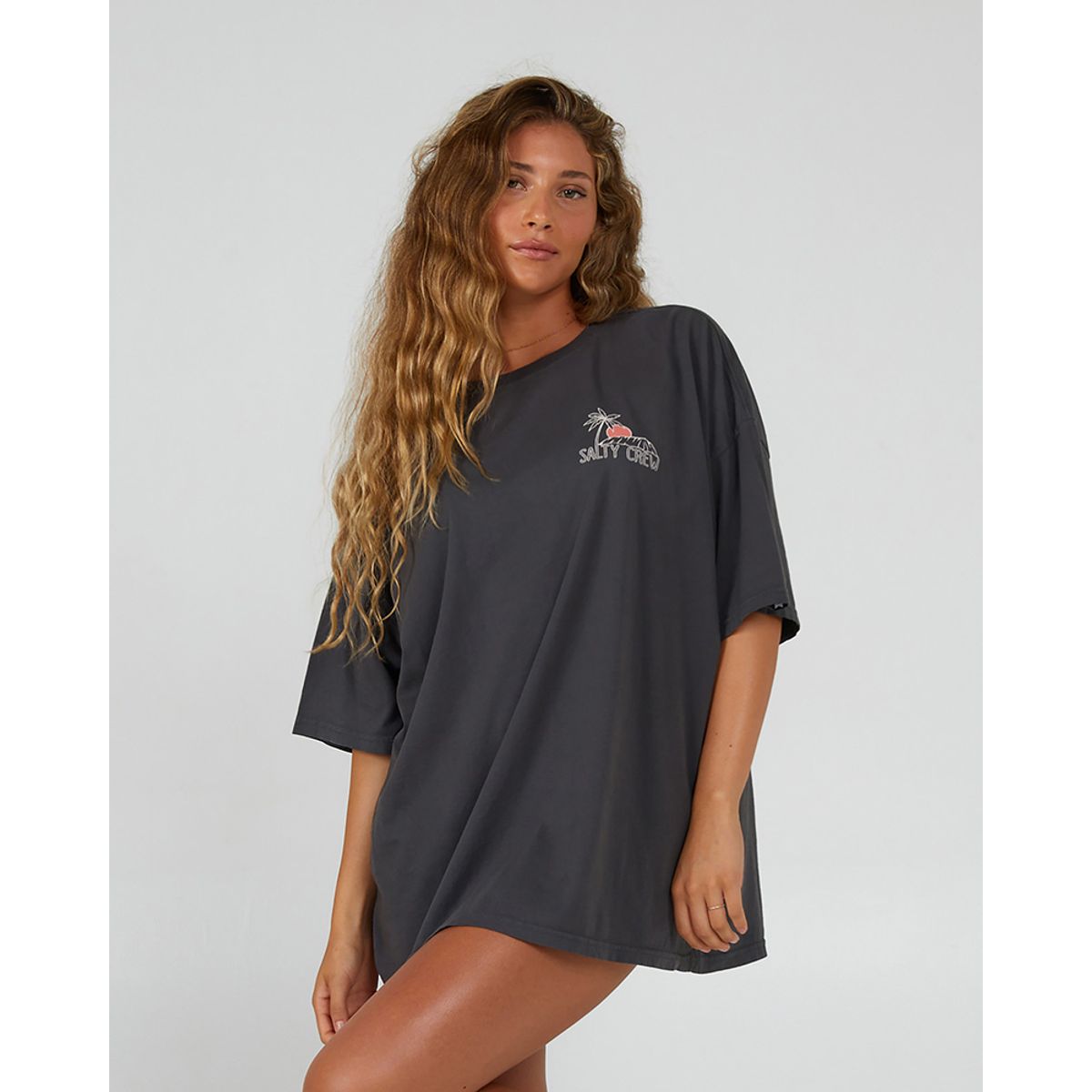 Salty Crew Joy Cover Up Tee - Charcoal - S/M