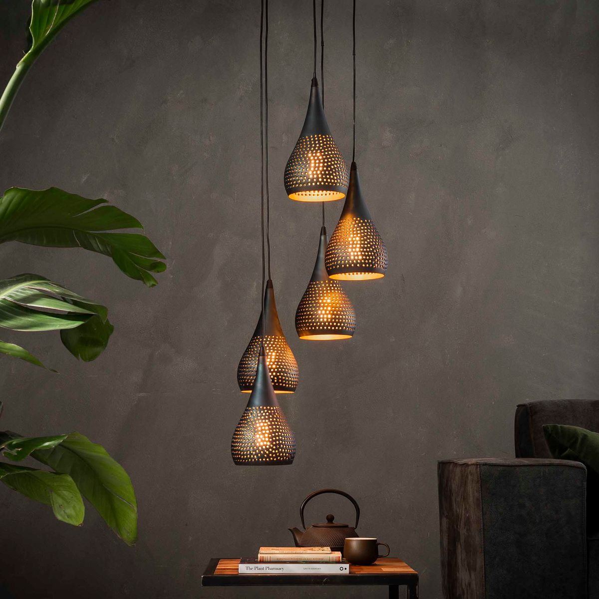 Drop - Loftlampe med fem dråbeformede lampeskærme Levering med pære(r)