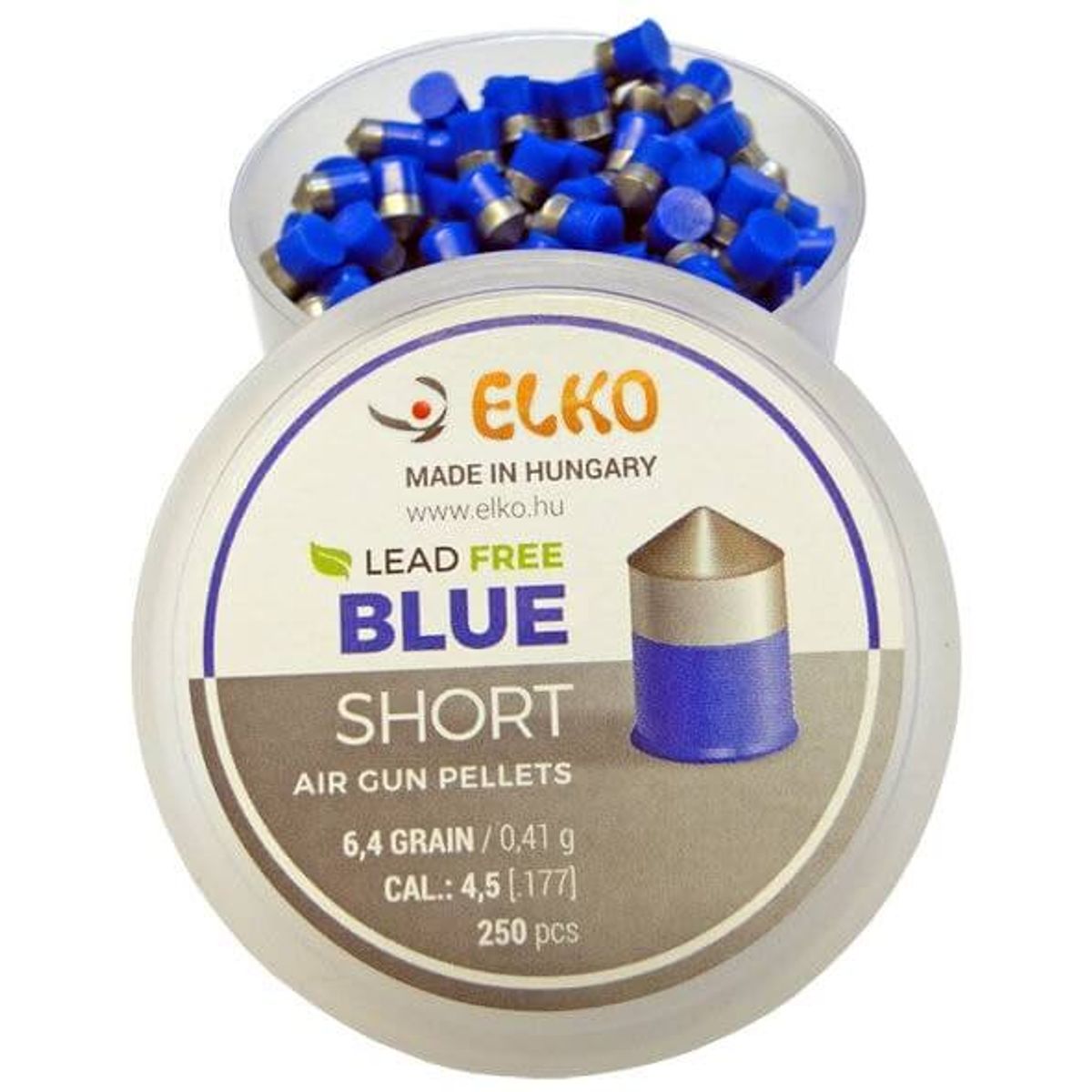 Elko Blue Short Blyfri Hagl, 250 stk, 4,5 mm (.177)