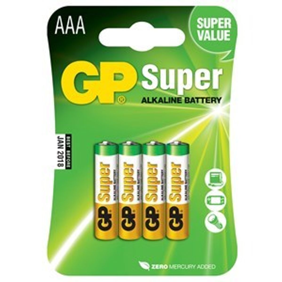 GP Super Alkaline AAA batterier, 4 stk