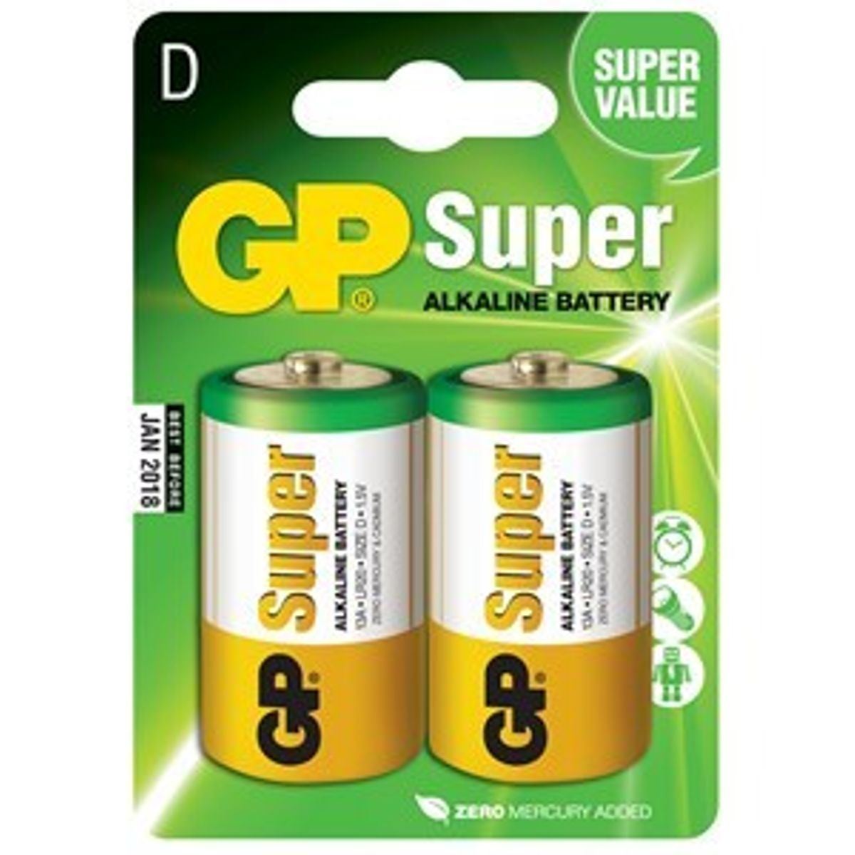 GP Super Alkaline Type D, 2 stk