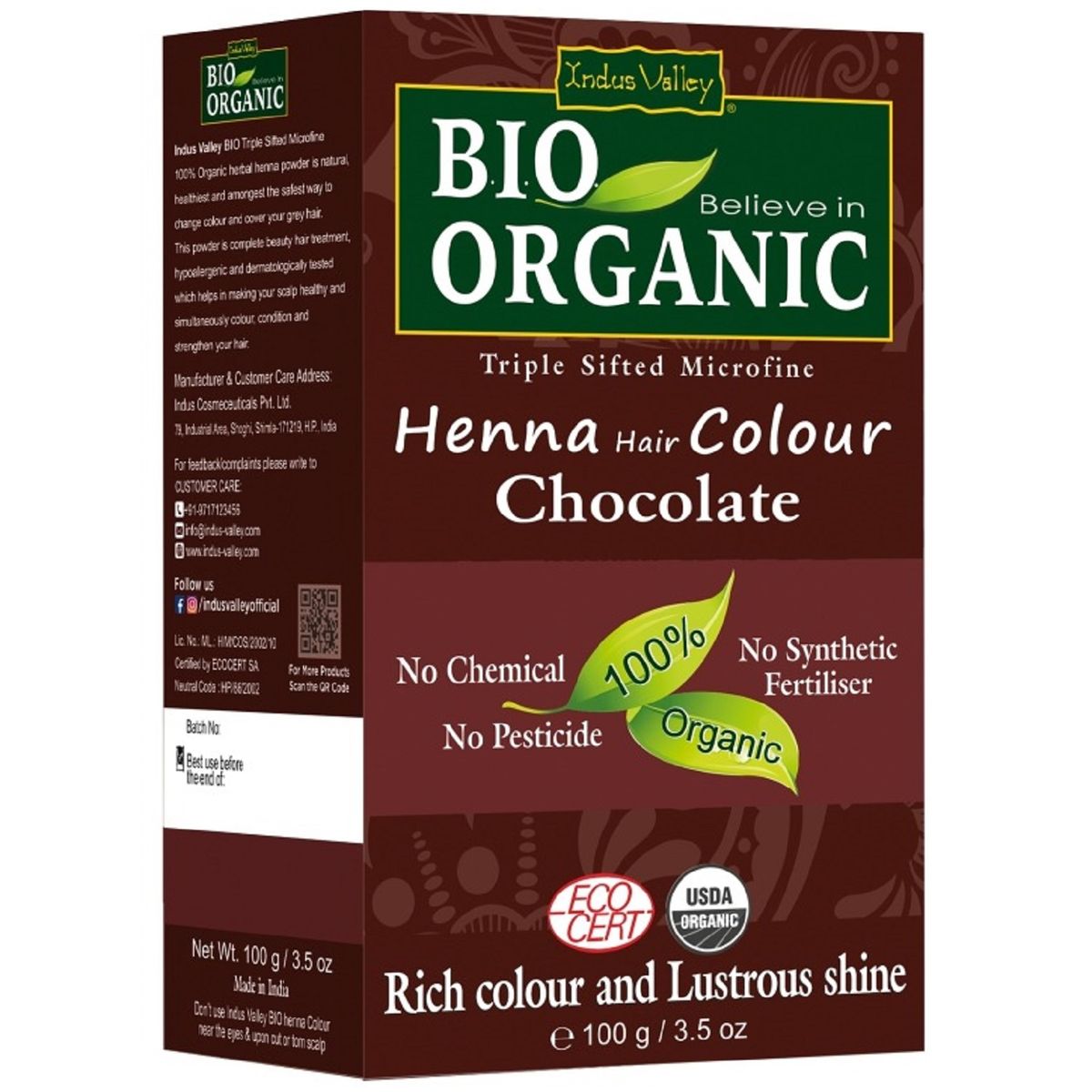 Indus Valley - Bio Organic Henna Hair Color Chocolate