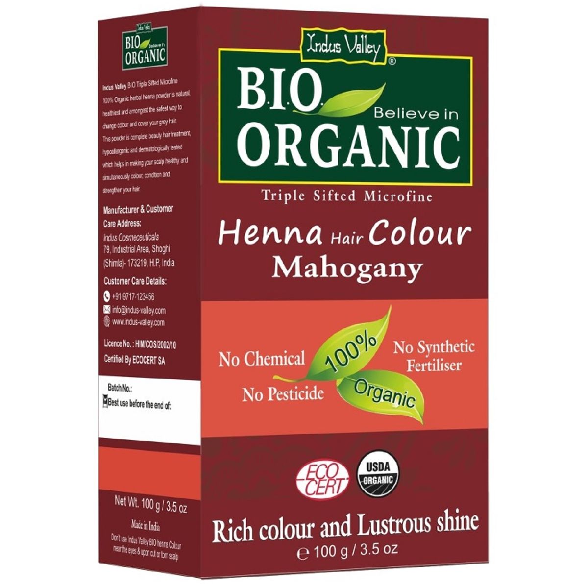 Indus Valley - Bio Organic Henna Hair Color Mahogany