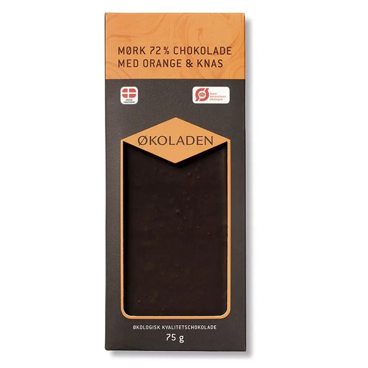 ØKOLADEN - Økologisk Mørk 72% Chokolade - Orange & Knas