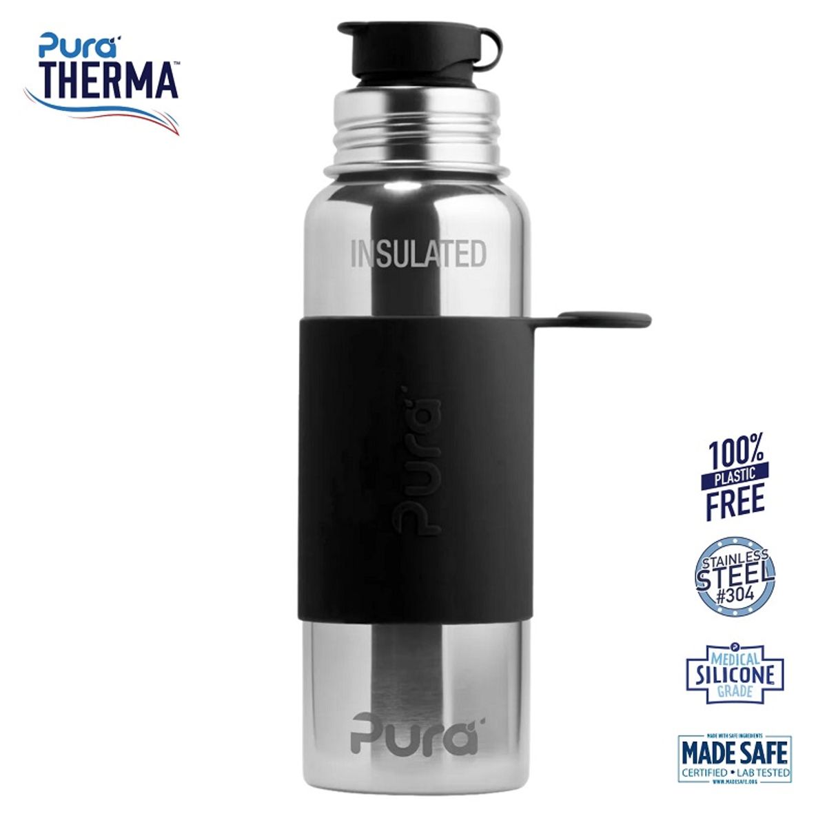 Pura® - Therma Sportsflaske Big Mouth® Black 650ml