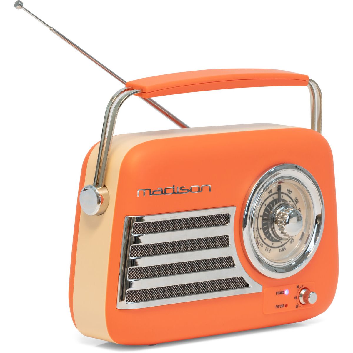 Madison Retro Radio m. Bluetooth og FM (Mat Orange)